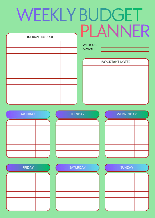 Weekly Budget Template preview
